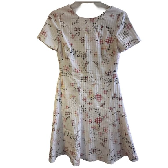Ralph Lauren Fit Flare Dress Women 2P Cashew Pink Floral Print Jacquard - Picture 2 of 7